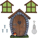 Juegoal Fairy Gnome Home Miniature Window and Door with Litter lamp for Trees Decoration, Glow in Dark Fairies Sleeping Door and Windows, Yard Art Garden Sculpture, Lawn Ornament Decor by GreenHaven Gardens
