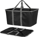 CleverMade Collapsible Laundry Tote - Midnight Black Shadow Gray 2-Pack 50L - Foldable Storage Organization Container for Clothes Laundry Room Storage by CozyNest Decor
