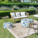 LVTXIII Outdoor/Indoor Inflatable Ottoman, All Weather Round Footrest Stool with Handle D31”x H14”, Portable Pouf for Patio Garden Camping or Home Decoration, Clemens Noir Blue by CozyNest Decor