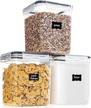 Medium Food Storage Containers with Lids Airtight 2.5L /84.5Oz, for Flour, Sugar, Baking Supply, 3PCS BPA Free Plastic Canisters for Kitchen Pantry Organization by CozyNest Decor