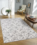 Non-Slip Washable 5x7 Area Rugs for Living Room Bedroom, Ultra Soft Bedside Rug, Indoor Floor Carpet for Kids Girls and Boys, Dorms, Nursery Rooms, Non-Skid Area Rug, Floral Grey, 5' x 7' by TinyTreasures Baby Boutique