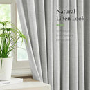FMFUNCTEX Pinch Pleated Curtains 96 Inches Long for Living Room, Grey Semi Sheer Faux Linen Textured Pleat Drapes for Bedroom with Hooks, Light Filtering Farmhouse Window Drapes 2 Panels by CozyNest Decor