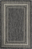 Unique Loom Outdoor Border Collection Area Rug - Soft Border (2' x 3' 1" Rectangle, Black/ Ivory) by GreenHaven Gardens