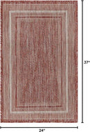 Unique Loom Outdoor Border Collection Area Rug - Soft Border (2' x 3' 1" Rectangle, Rust Red/ Ivory) by GreenHaven Gardens