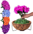 Fall Artificial Flowers with Hanging Basket for Outdoor Indoor, 4 Branches Fake Hydrangea Flowers in Coconut Lining Hanging Basket Home Courtyard Spring Summer Decor(Orange) by GreenHaven Gardens