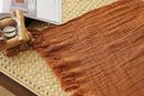 100% Cotton Muslin Throw Blanket for Bed, Couch, Travel, Luxuriously Soft, Pre-Washed, Breathable and Lightweight Gauze Blanket with Tassels, Suitable for All Seasons, Rust, 50"x60" by CozyNest Decor