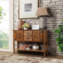 Solid Wood Farmhouse Console Table,Sofa Table with Storage Drawers and Shelves,Entryway Table for Entry Hallway Foyer,Fully Assembled (48" Brown) by CozyNest Decor