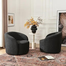 KINWELL 34" W Swivel Barrel Chair Set of 2, Mid Century Modern Round Upholstered Boucle Swivel Accent Chairs, No Assembly Sofa Chair for Living Room Bedroom Reading, Black by CozyNest Decor