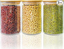 45oz - 3 Pack Glass Jars with Bamboo Lids, Glass Pantry Storage Containers with Airtight Lids, Round Air Tigh Food Storage Canisters for Cereal, Pasta, Flour, Sugar, Rice, Best for Kitchen Organizer by CozyNest Decor