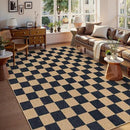 Lahome Checkered Easy Jute 8x10 Rug, Washable Rugs for Living Room Office, Farmhouse Neutral Non Slip Non Shedding Stain Resistance Indoor Outdoor Carpet for Balcony Patio Classroom by CozyNest Decor