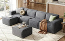 LINSY HOME Modular Sectional Sofa, 134" Boneless Couch U Shaped 4-Seat Sofa with 2 Movable Ottomans, Corduroy Sectional Cloud Couches for Living Room, No Assembly Required, Bluish Grey by CozyNest Decor