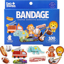 BioSwiss Bandages, Assorted Animal, Fun and Food Shaped Self Adhesive Bandage for Boys, Latex Free Sterile Wound Care, 100 Count by TinyTreasures Baby Boutique