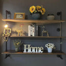 Industrial Pipe Wall Shelves Pipe Shelving with Real Wood Plank ,48 Inches Floating Shelves for Wall Farmhouse Pipe Book Shelves Dark Brown 3 Tier for Kitchen,Living Room Decor and Bar Shelving by CozyNest Decor