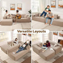 104" Cloud Sectional Couches for Living Room,L Shaped Boneless Couch in A Box,Sleeper Sofa with Comfy Chaise No Assembly Required,Camel by CozyNest Decor
