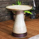 Sunnydaze 21" H Ceramic Bird Bath for Outside - Hand-Painted Outdoor Bird Bath Bowl, UV/Frost-Resistant Finish - Yam - Ribbed Pedestal by GreenHaven Gardens