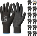 toolant Crinkle Latex Work Gloves Bulk, Rubber Coated Safety Work Gloves for Men and Women, 12 Pairs for Construction, Gardening, Warehouse (Black, XL) by GreenHaven Gardens