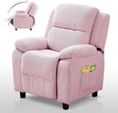 Ulax furniture Corduroy Kids Recliner Chair, Toddler Armrest Sofa Couch, Ergonomic Adjustable Lounge Sofa with Footrest, Padded Backrest, Storage Arms, Pink Recliner for Girls and Boys by CozyNest Decor