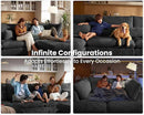 Oversized Modular Sofa, Extra Deep Cloud Corduroy Sectional Couch with Ottoman Chaise, Fluffy Chenille 6 Seat U-Shaped Sofa for Living Room, Villa (U Shape 6 Seater, Corduroy Black) by CozyNest Decor
