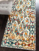 Unique Loom Rosso Collection Vintage, Geometric, Bohemian, Traditional, Distressed, Southwestern Area Rug, 2' 0" x 6' 0", Multi/Ivory by CozyNest Decor