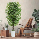 Artificial Ficus Tree 6FT Faux Plants Indoor Tall Fake Plants with White Planter, Green Lifelike Lush Fake Ficus Tree for Home Living Room Bedroom Outdoor Balcony House Office Decor by CozyNest Decor