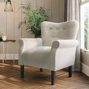 BELLEZE Modern Accent Chair for Living Room, High Back Polyester Armchair with Wooden Legs, Upholstered Wingback Side Chair Padded Armrest Single Sofa for Living Room, Bedroom - Allston (White) by CozyNest Decor