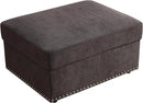 Ottoman Rectangular Storage Ottoman Bench, Flannel Footrest Stool Footstool with Lid for Living Room, Bedroom, Entryway, Brown, 33.5"x25.5"x18" by CozyNest Decor