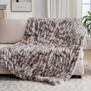 Ultra Soft Luxury Faux Fur Throw Blanket for Counch,Fuzzy Fluffy Plush Warm Cozy Elegant Wrinkled Blanket for Sofa Bedroom Living Room,（50"x60",Tie-dye Taupe） by CozyNest Decor