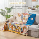 100% Muslin Throw Blanket for Couch, Butterfly and Floral Double Embroidery Summer Throw Blanket 60"x80" for Bed, Chair, Woven Cotton Reversible Mexican Blanket by CozyNest Decor