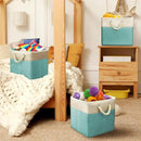 SIMPLE HOUSEWARE Fabric Storage Cubes, 13" x 13" Storage Bin, 3 Pack, Turquoise by CozyNest Decor