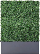 AGPL Artificial Boxwood Hedge Wall with Dark Gray Stainless Steel Planter Box(64" H 48" W 12" D) Privacy Wall Backdrops by CozyNest Decor