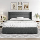 Allewie Queen Size Lift Up Storage Bed, Modern Wingback Headboard, Hydraulic Support, No Box Spring Needed, Dark Grey by CozyNest Decor