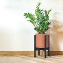 D'vine Dev Terracotta Planter with Ebony Stand - 8 Inch Modern Round Flower Pot with Wood Planter Holder, Terracotta, 55-B-M-5 by CozyNest Decor
