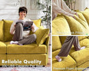 136.4" Oversized Modular Sectional Sofa, U Shaped Convertible Couch with Movable Ottoman, Large 7 Seat Corner Couches for Living Room Deep Seat Yellow Chenille by CozyNest Decor