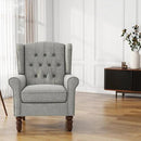 UIXE High Back Accent Chair, Upholstered Armchair in Fabric, Retro Wingback Arm Chair for Living Room, Comfy Single Sofa Bedroom Reading Seat with Solid Wood Legs - Light Gray by CozyNest Decor