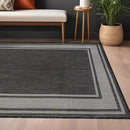 Beverly Rug Outdoor Rug 5x7 Modern Bordered Area Rugs for Indoor and Outdoor Patio Deck Porch Garden Waterproof Weather Sun Resistant Washable Outside Carpet (5 x 7 Dark Gray) by CozyNest Decor