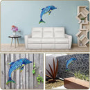 John's Studio Dolphin Wall Decor Outdoor Metal FIsh Sea Hanging Art Glass Sculptures Home Ocean Theme Decorations for Living Room, Bedroom, Yard, Fence and Patio - 17.5 Inches by GreenHaven Gardens