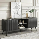 Mid Century Modern TV Stand for Televisions up to 70 Inches, with Sliding Doors and Storage, Television Stands, TV Consoles, Media Consoles for Living Room, 63 Inch (Black) by CozyNest Decor