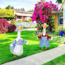 2 Set Spring Goose Outfit Blue Lawn Porch Goose Cloths Farmer Plastic Goose Costume for 23" Cement Goose Spring Outdoor Patio Yard Lawn Decoration by GreenHaven Gardens