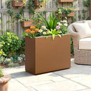 FENCY Metal Planter Box, Large Rectangular Planters for Outdoor Plants, Outdoor Tall Planters with Drainage Holes, Brown Metal Planters (30" L x 12" W x 24" H) by CozyNest Decor