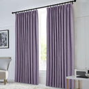 Macochico Extra Wide 100% Blackout Linen Curtains for Sliding Door Pleated Curtains with Hooks Insulated Soft Linen Drapes for Bedroom Living Room with Tieback Violet 100”Wx84”L 1 Panel by CozyNest Decor