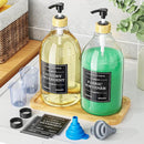 Moforoco Liquid Laundry Detergent Dispenser with Bamboo Tray, 2 Pack 64 Oz Plastic Laundry Soap Dispenser, Fabric Softener Dispenser with Pump and Labels for Laundry Room Decor and Organization by CozyNest Decor