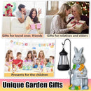 Rabbit Solar Lights Lantern Garden Statues with Succulent and 4 LED Lights - Outdoor Bunny Welcome Figurines Decorations for Patio Yard Lawn Ornaments Gifts for Birthday Easter Housewarming by CozyNest Decor