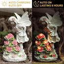 Garden Figurines Angel Garden Statue Outdoor Decor, Solar Powered Resin Sculpture with 5 LEDs Art Decoration for Patio Lawn Yard Porch, Ornament Housewarming Garden Gift, 12.8 x 7.5 x 6.1 Inch by GreenHaven Gardens