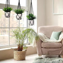 YIBOT 3 Pack Macrame Plant Hanger Indoor Hanging Planters for Indoor Outdoor Hanging Plant Holder with 3 x S Hooks for Garden Home Boho Decor 35"/29"/23" Black by GreenHaven Gardens