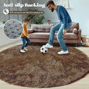 4FT Round Rug for Bedroom: Fluffy Shag Soft Washable Rugs Circle Small Fuzzy Plush Indoor Carpet for Living Room Nursery Playroom Dorm Kids Girls Boys Room (Coffee, 4'x4') by TinyTreasures Baby Boutique