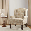 Accent Chair, High Back Upholstered Armchair with High Resilience Sponge & Wood Legs, Mid-Century Modern Comfy Single Sofa Reading Chairs for Living Room, Bedroom (Floral Sand, Set of 1) by CozyNest Decor