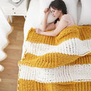 Battilo Chunky Knit Throw Blanket, Soft and Thick Chenille Throw Blanket, 50"x60" Handmade Cable Knit Crochet Blanket, Large Rope Knot Throw Blankets for Couch Sofa Bed Home Decor, Yellow & White by CozyNest Decor