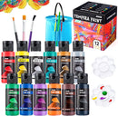 JOYIN 12PCS Washable Kids Tempera Paint Set (2 oz Each), 6 Brushes, 2 Palette & 1 Stretchable Washing Bucket, Non-Toxic Kids Liquid Paint for Arts and Crafts Project, Finger Painting, Hobby Painters by TinyTreasures Baby Boutique