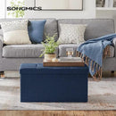 SONGMICS MAZIE Collection - 30 Inches Folding Storage Ottoman Bench, Ottoman Foot Rest, End of Bed Bench, Storage Chest, Load 660 lb, for Living Room, Bedroom, Entryway, Midnight Blue ULSF47IN by CozyNest Decor