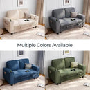 LINSY HOME Loveseat Sofa with Pull Out Couch Chaise: 2-in-1 Convertible 2 Seater Sofa with USB Charging & Cup Holders, Comfy Plush Corduroy Love Seat for Small Spaces Living Room Apartment, Beige by CozyNest Decor